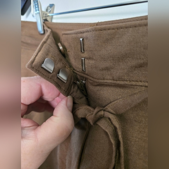 LOFT Wide Leg Brown Pants Trousers Linen High Waist Size 10 M - Picture 8 of 13